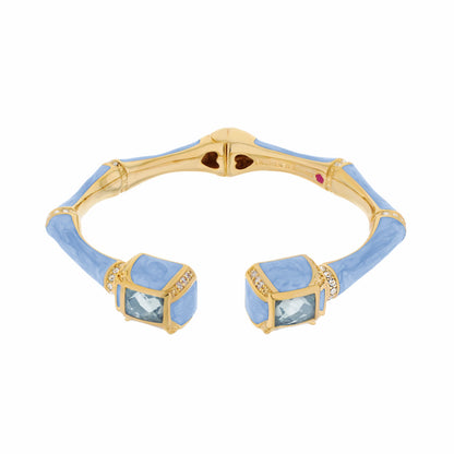 Bamboo Bangle Crystal Tip Cuff, hinged gold-tone bracelet with blue enamel by Lauren G Adams on Tampa Home & Garden Store