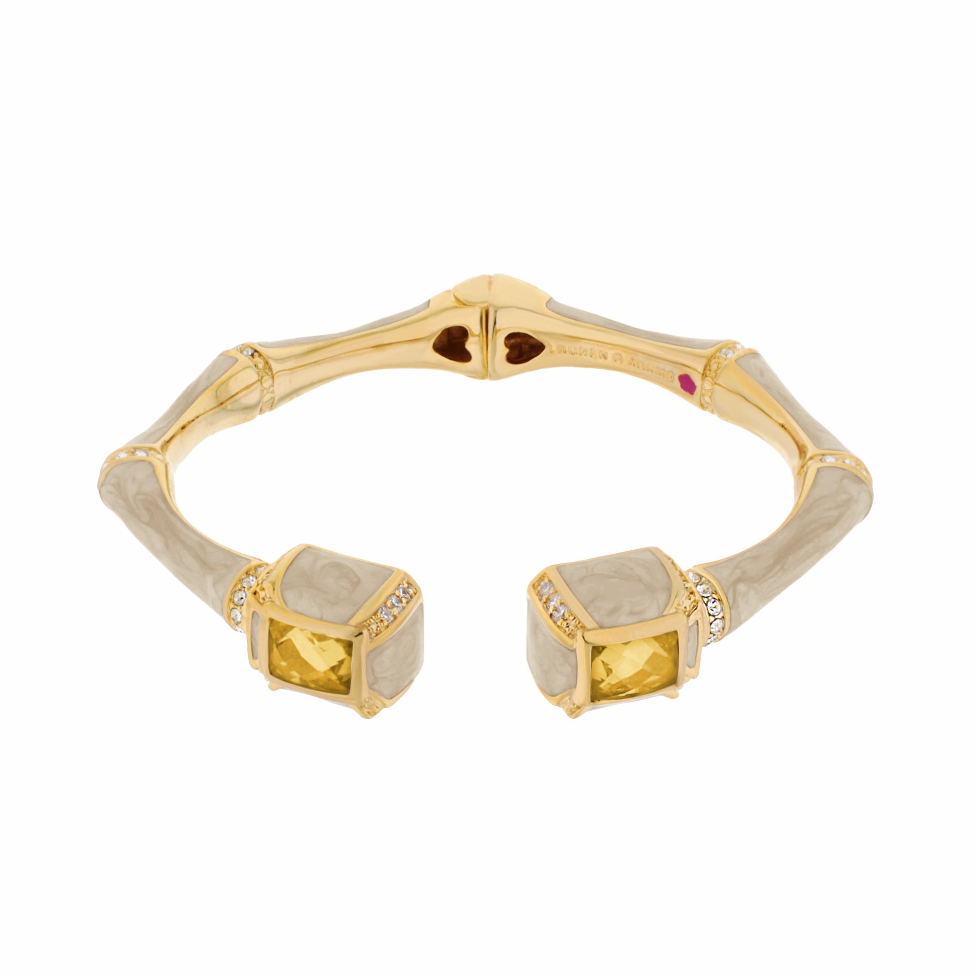 Bamboo Bangle Crystal Tip Cuff, hinged bracelet with bamboo pattern and crystal accents on Tampa Home & Garden Store