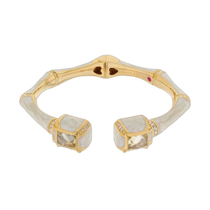 Bamboo Bangle Crystal Tip Cuff, gold-tone hinged bracelet with crystal ends by Lauren G Adams on Tampa Home & Garden Store