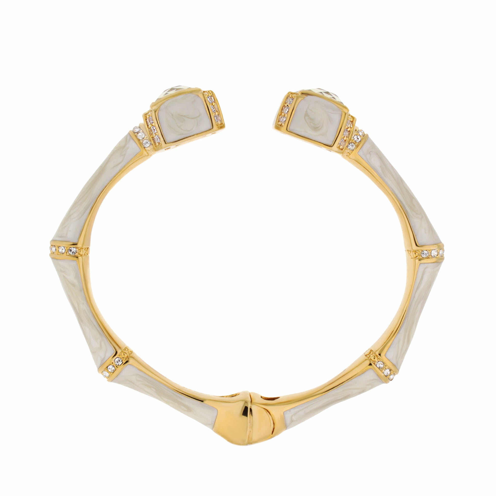 Bamboo Bangle - Crystal Tip Cuff, gold hinged bracelet with ivory bamboo by Lauren G Adams on Tampa Home & Garden Store