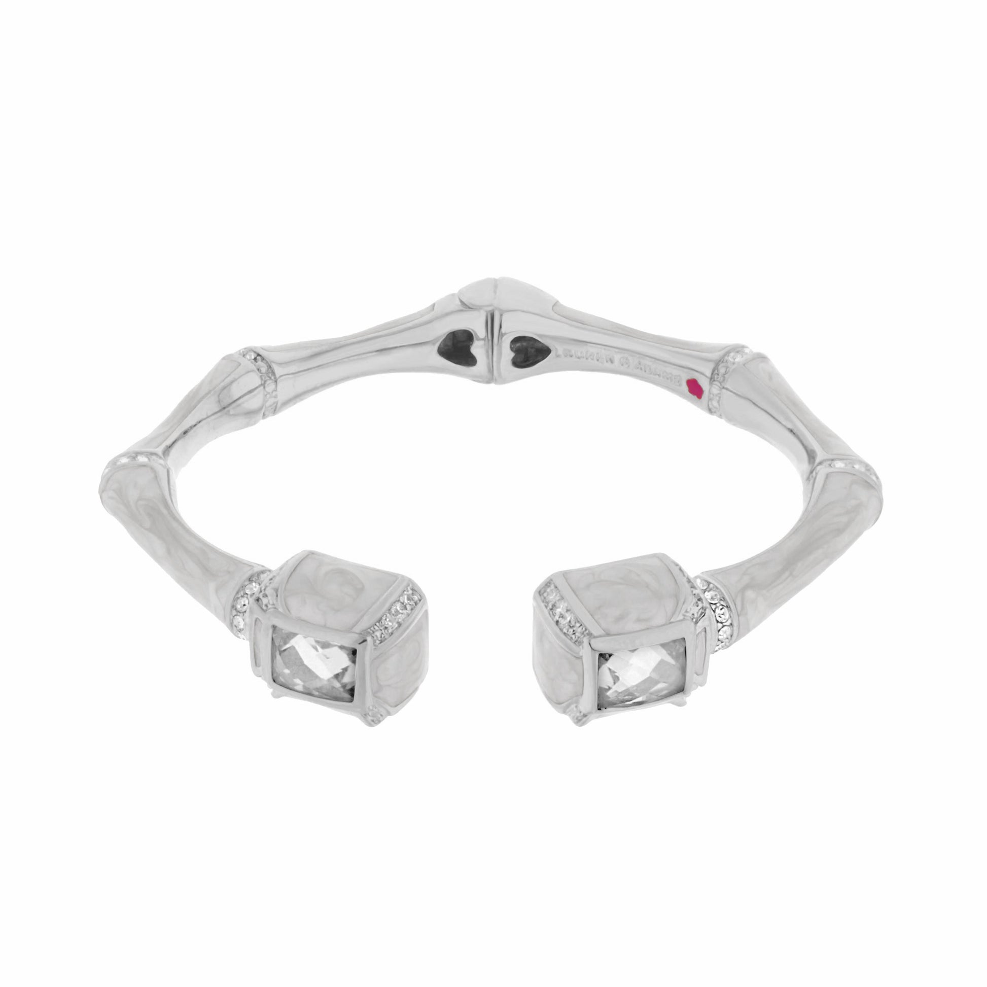 Lauren G Adams Bamboo Bangle Crystal Tip Cuff, hinged silver bracelet with crystal ends on Tampa Home & Garden Store