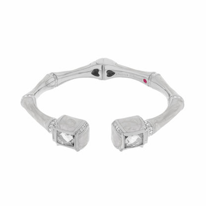Lauren G Adams Bamboo Bangle Crystal Tip Cuff, hinged silver bracelet with crystal ends on Tampa Home & Garden Store