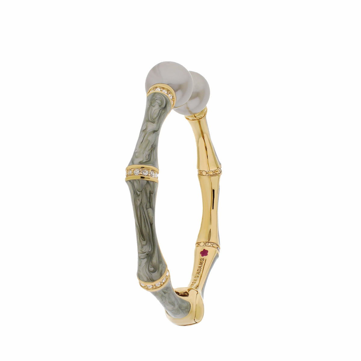 Lauren G Adams Bamboo Bangle Pearl Tip Cuff hinged bracelet in gold and gray with pearl tips on Tampa Home & Garden Store
