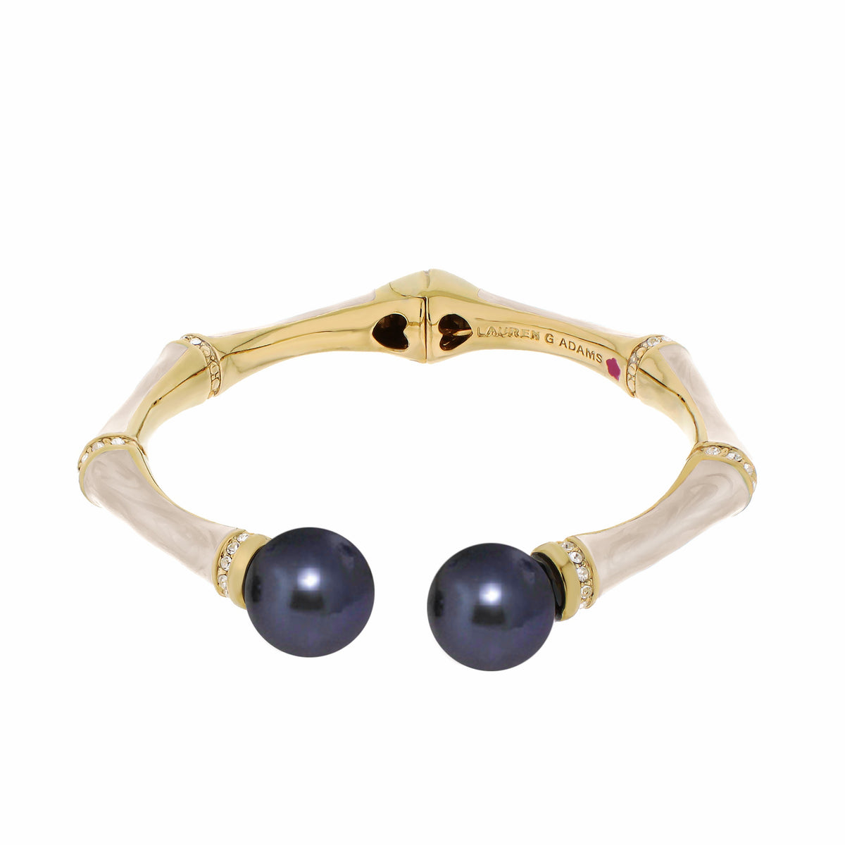 Bamboo Bangle Pearl Tip Cuff gold-tone hinged bracelet by Lauren G Adams on Tampa Home & Garden Store