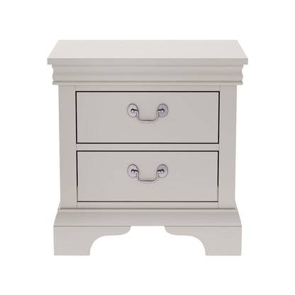 Wood nightstand with 2 drawers, white, traditional accent table with metal drawer pulls on Tampa Home & Garden Store