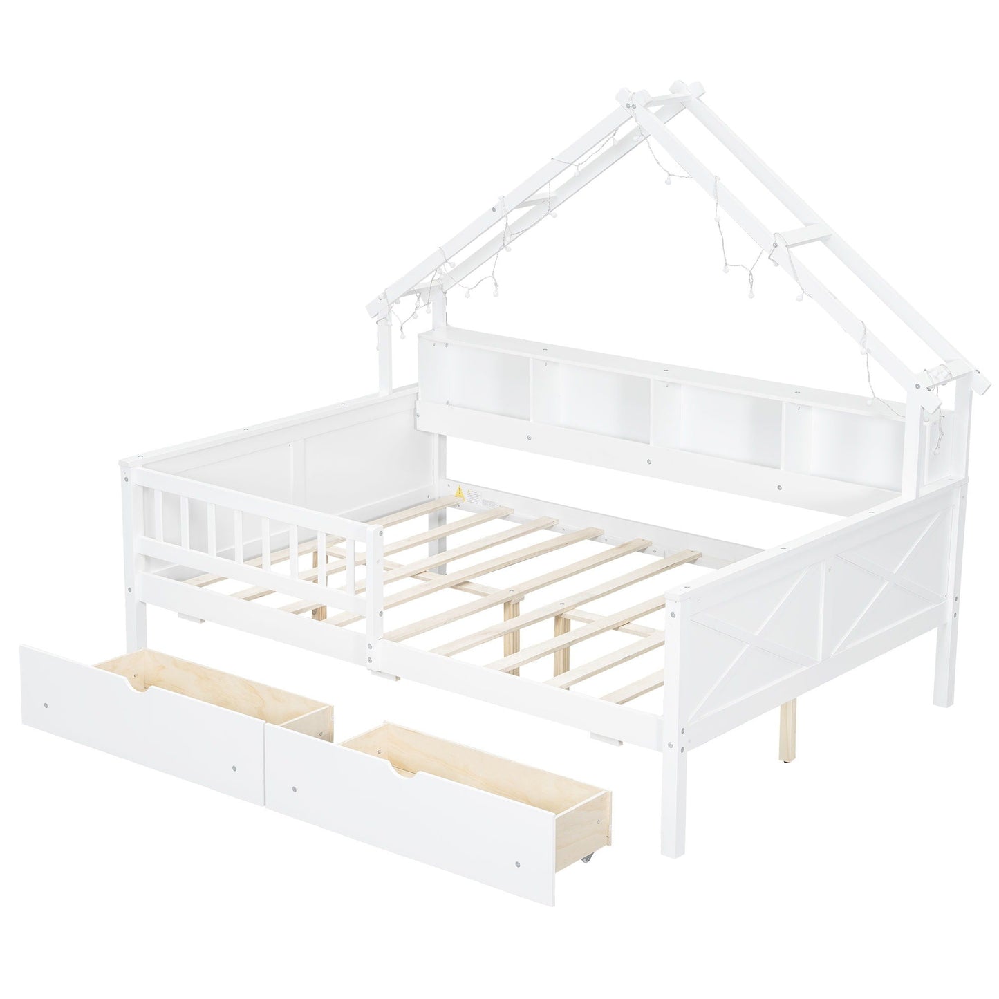House Style Platform Bed with LED lights, drawers and guardrails by HouseOfZazla on Tampa Home & Garden Store