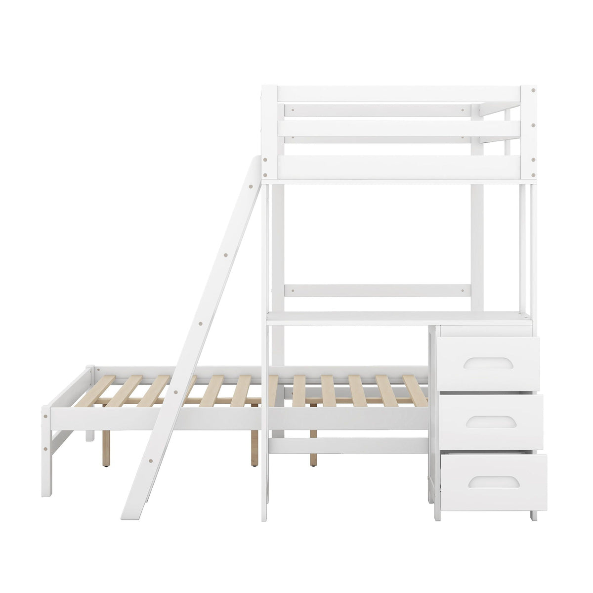 Bunk Bed With Built In Desk And 3 Drawers white finish by HouseOfZazla on Tampa Home & Garden Store
