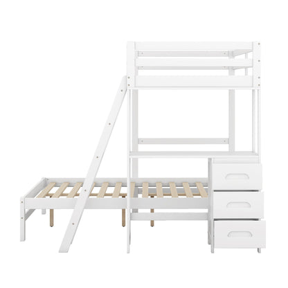 Bunk Bed With Built In Desk And 3 Drawers white finish by HouseOfZazla on Tampa Home & Garden Store