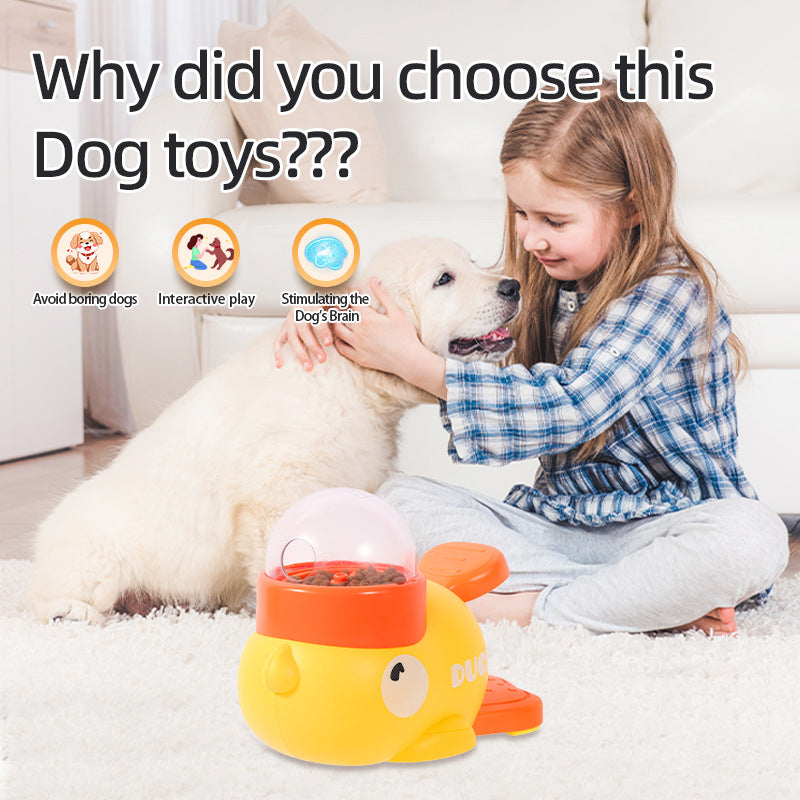 Dog puzzle feeder toy with yellow duck design, transparent lid, anti-slip base for dog training on Tampa Home & Garden Store