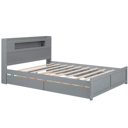 Storage platform bed gray finish with two drawers and slatted base by Unique Piece Furniture on Tampa Home & Garden Store