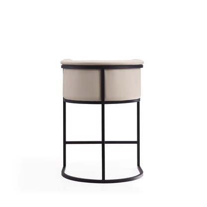 Cosmopolitan stool beige upholstered seat with black metal frame, counter height 24–27 in on Tampa Home & Garden Store