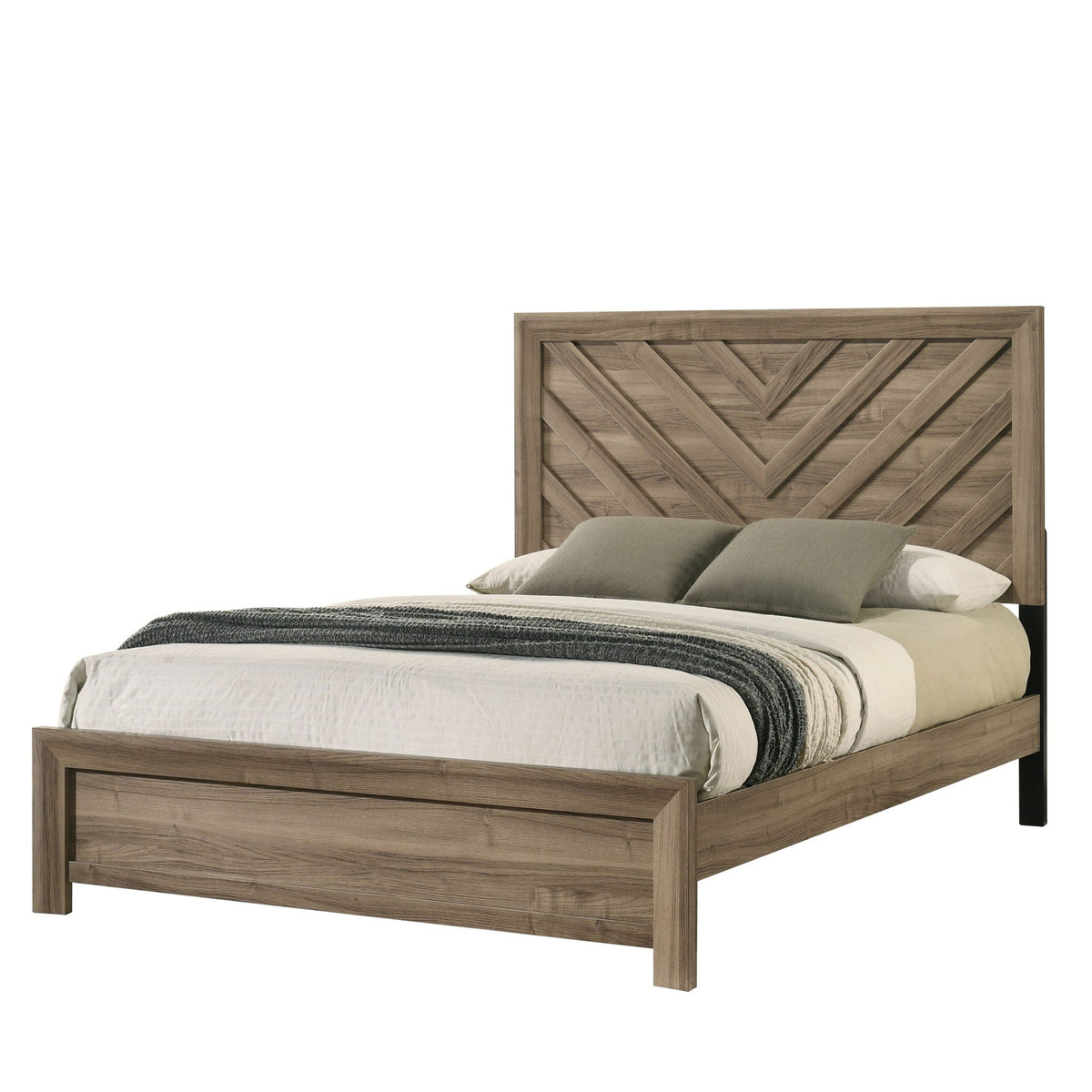 Modern Chevron Patterned Headboard Bed panel bed by HouseOfZazla in natural wood finish on Tampa Home & Garden Store
