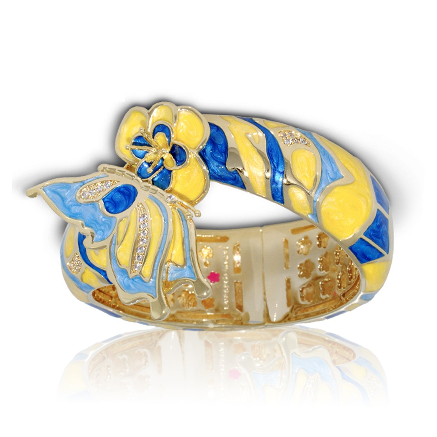 Butterfly Bangle sea life enamel bracelet blue and yellow with crystal accents by Lauren G Adams on Tampa Home & Garden Store