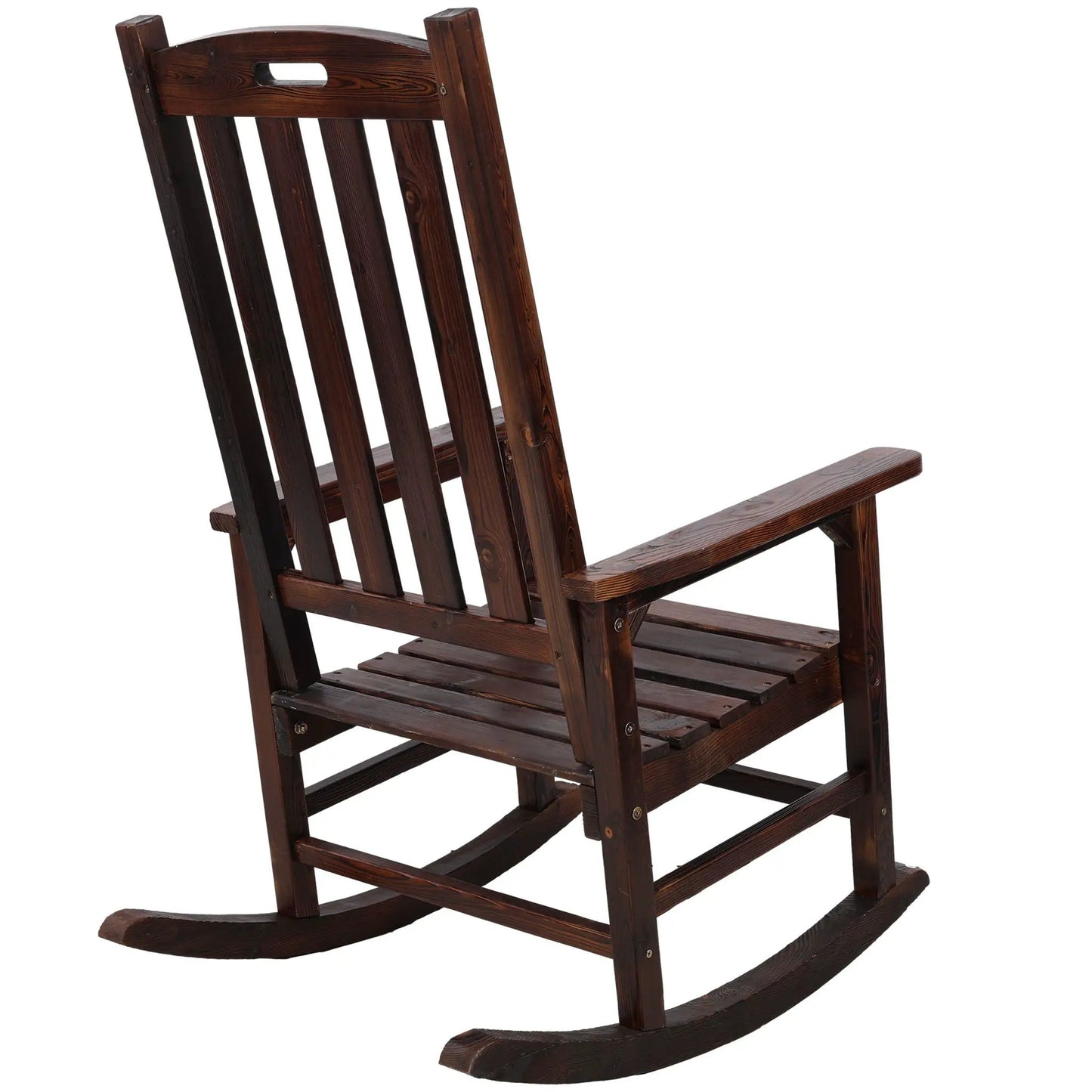 Oversized porch rocker with wide seat and tall back in dark wood Unique Piece Furniture on Tampa Home & Garden Store