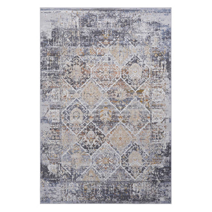 Traditional Area Rug HouseOfZazla blue gray beige with distressed pattern and stain resistance on Tampa Home & Garden Store