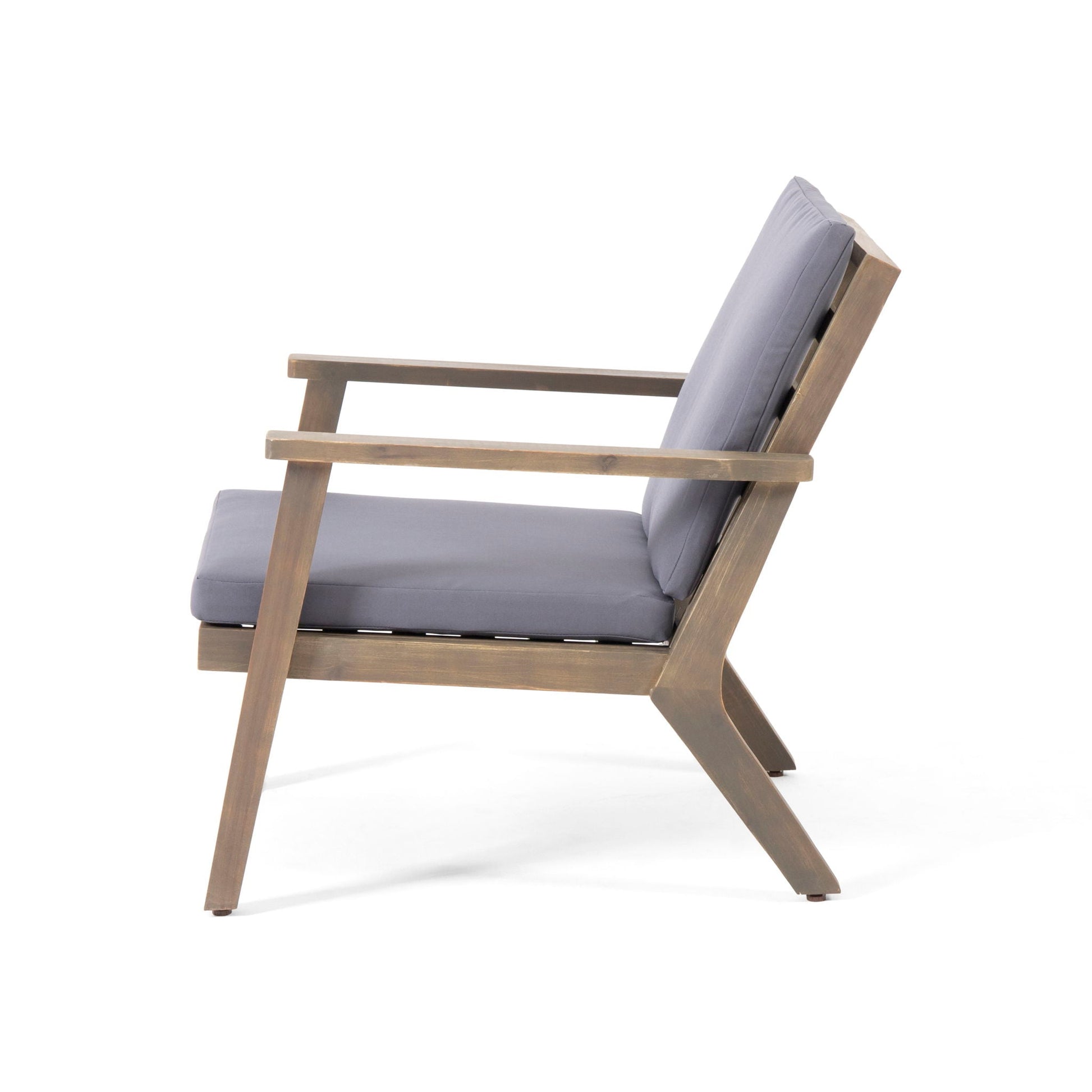Outdoor Club Chair with Cushion by HouseOfZazla, wood frame, grey cushion on Tampa Home & Garden Store