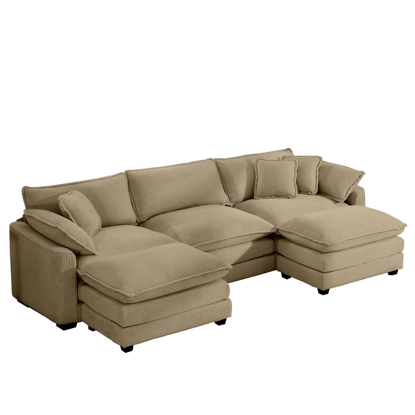 Modern oversized modular cushion sofa with ottoman in beige, HouseOfZazla, deep seating on Tampa Home & Garden Store