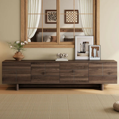 TV Stand Unique Piece Furniture dark brown with cable management and adjustable shelves on Tampa Home & Garden Store