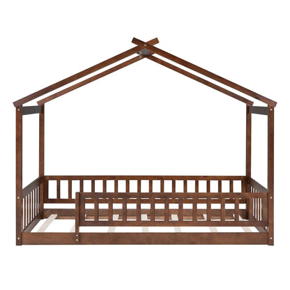 Bed House Bed Frame With Fence canopy bed in dark brown wood by Unique Piece Furniture on Tampa Home & Garden Store