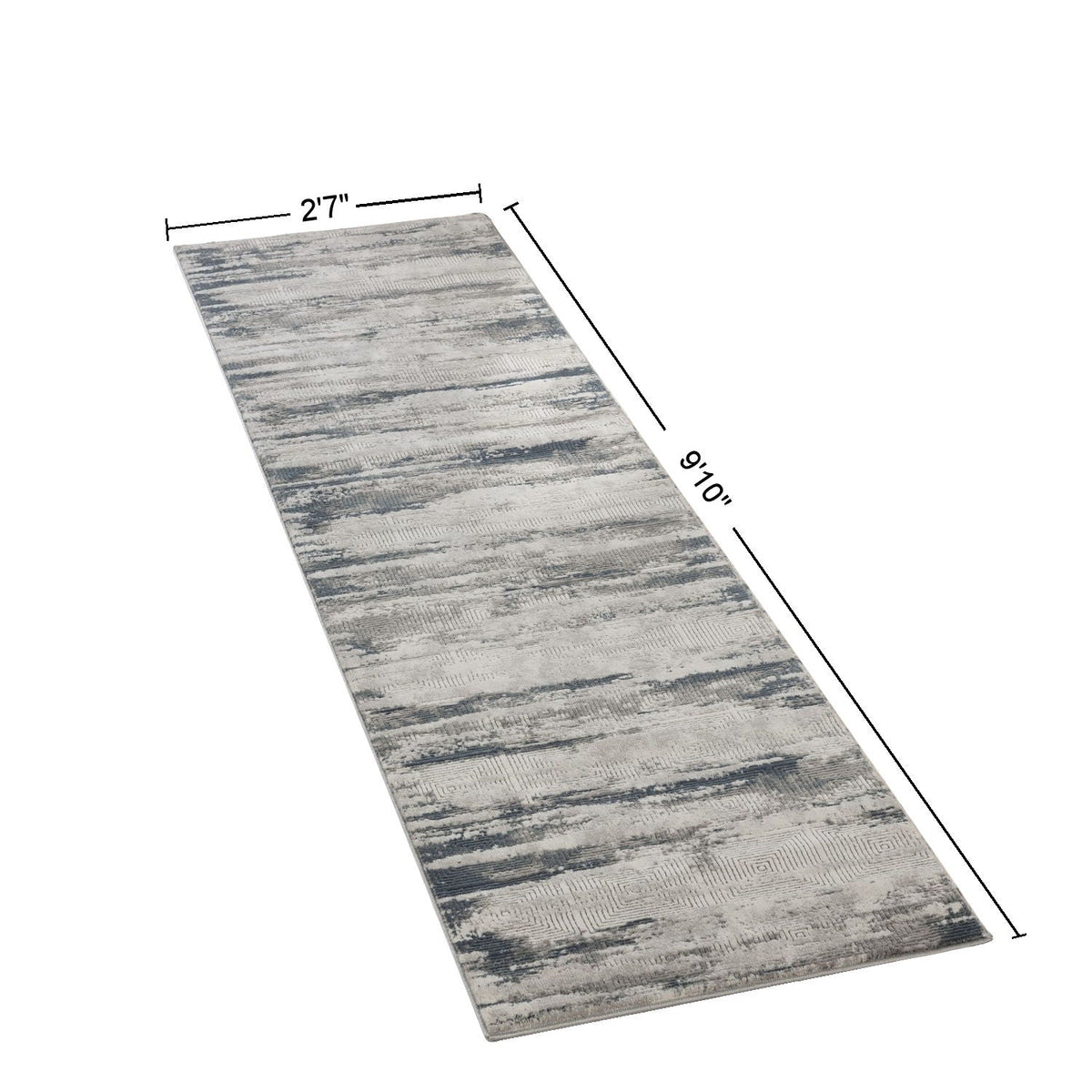 Contemporary Gray Area Rug by HouseOfZazla, 3D gray/white abstract runner, 27in x 91in on Tampa Home & Garden Store