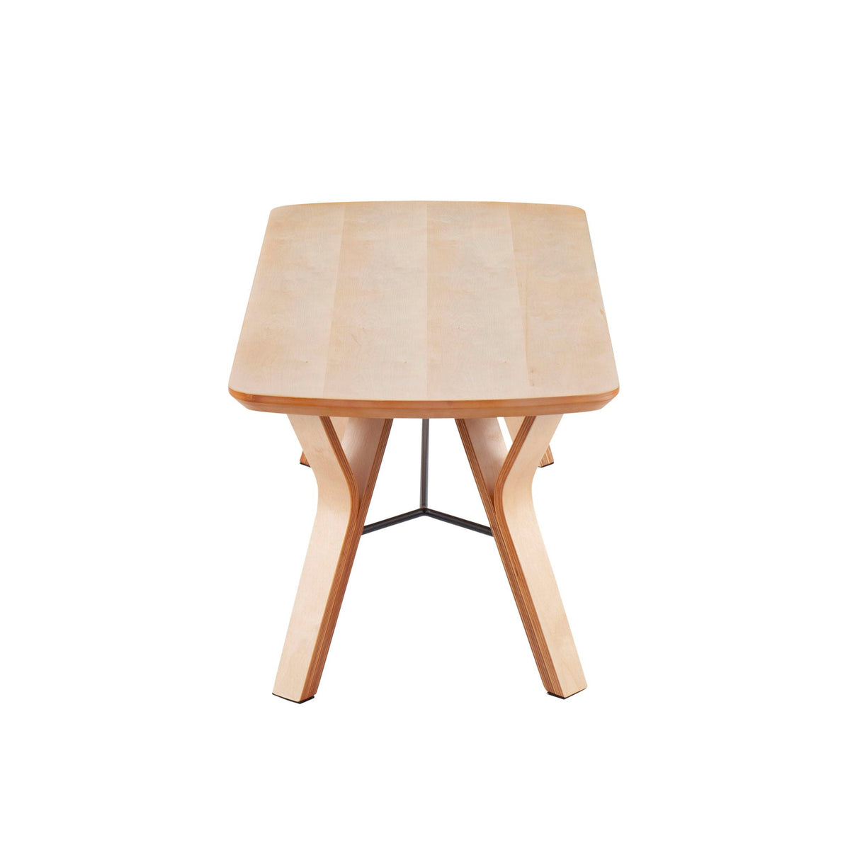 Folia mid-century dining bench natural wood seat with tapered legs on Tampa Home & Garden Store
