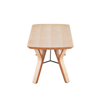 Folia mid-century dining bench natural wood seat with tapered legs on Tampa Home & Garden Store