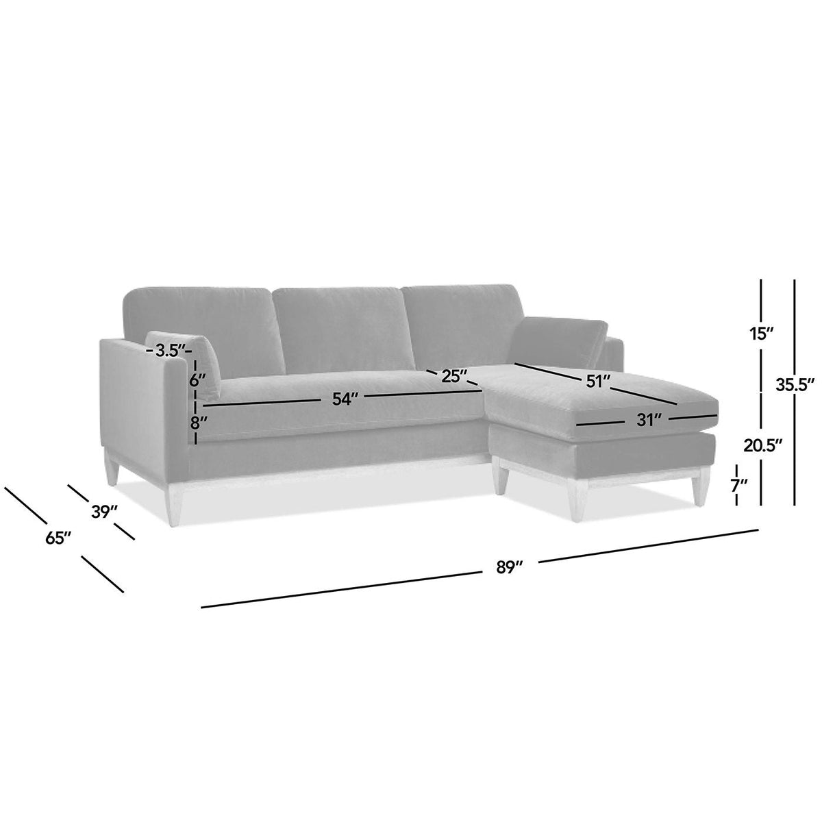 Knox Modern Farmhouse Reversible Chaise Sectional Sofa in gray fabric by HouseOfZazla on Tampa Home & Garden Store