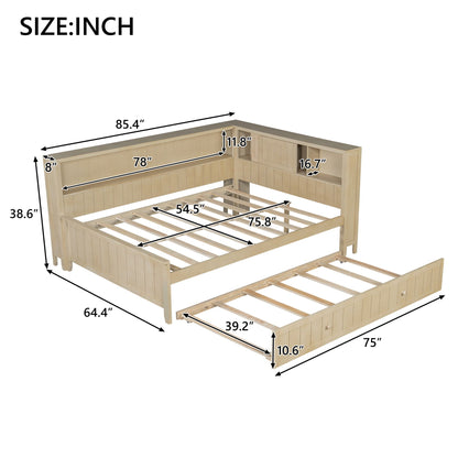 Full size daybed with storage shelves and a trundle in ancient white, wood frame by HouseOfZazla on Tampa Home & Garden Store