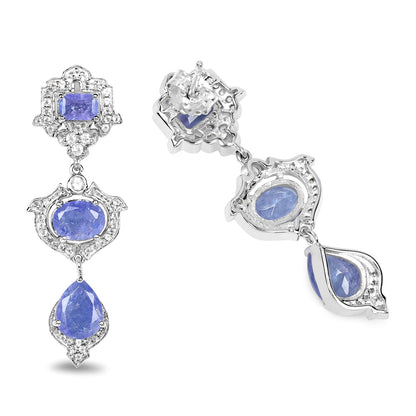 Earrings: pair of .925 sterling silver Tanzanite and white topaz with halo accents by Bids.com on Tampa Home & Garden Store