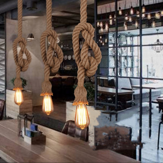 Hemp Rope Chandelier Vintage Industrial Style Bar Restaurant Coffee Clothing Store - Tampa Home & Garden Store