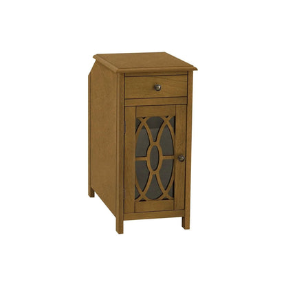Accent Side Table with drawer and glass-pane cabinet in taupe wood Unique Piece Furniture on Tampa Home & Garden Store