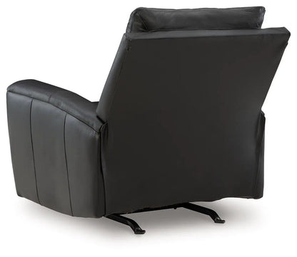 Glossmore rocker recliner in black leather with metal base by Unique Piece Furniture on Tampa Home & Garden Store