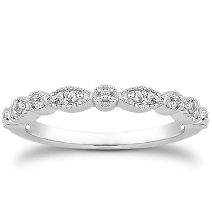 Ring: 14k white gold vintage look fancy pave diamond milgrain wedding band by Bids.com on Tampa Home & Garden Store