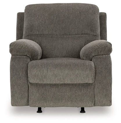 Scranto Rocker Recliner by Unique Piece Furniture in gray textured fabric on Tampa Home & Garden Store