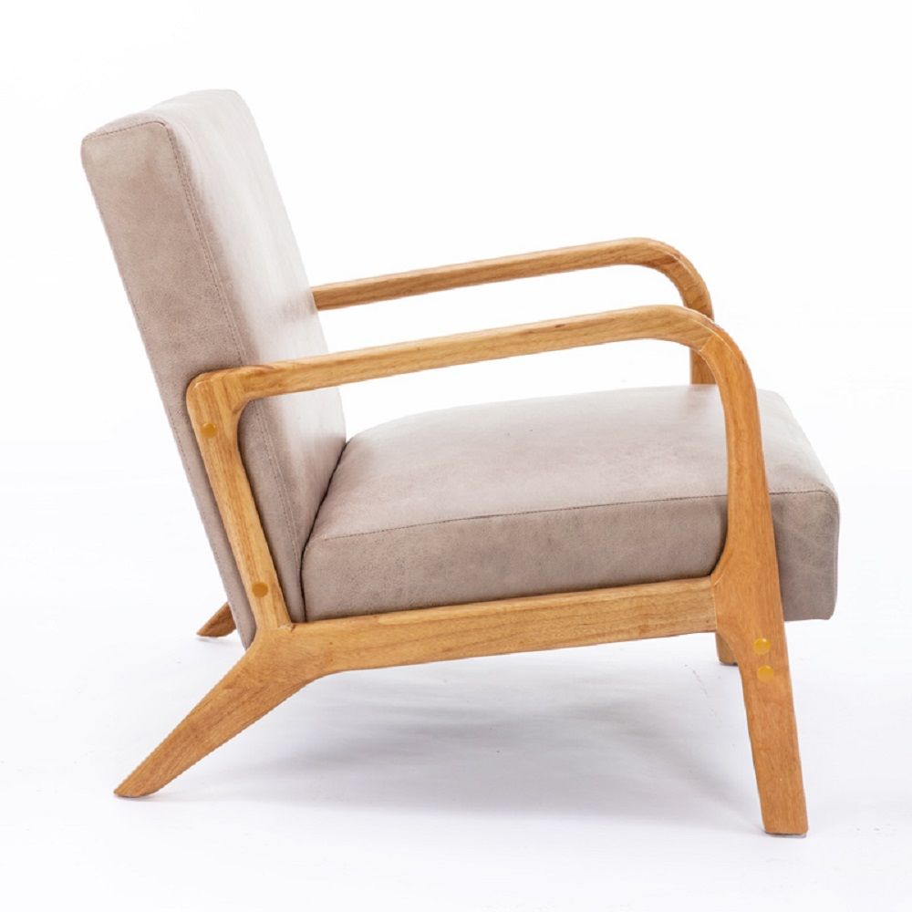 Armchair HouseOfZazla Classic Mid-Century Open Frame with beige cushioning on Tampa Home & Garden Store