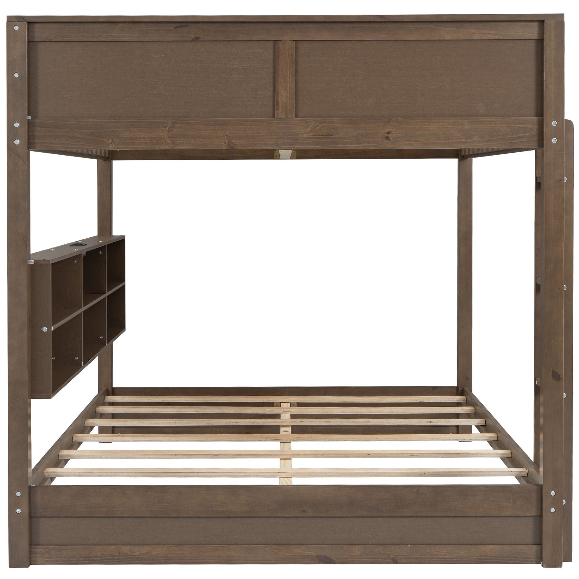Bunk bed with storage cabinets and USB ports in brown wood by HouseOfZazla on Tampa Home & Garden Store