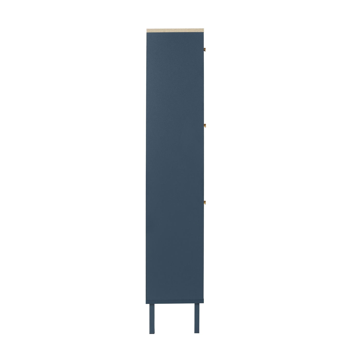 Modern Rattan 3-Door Navy Shoe Cabinet with light wood top by HouseOfZazla on Tampa Home & Garden Store