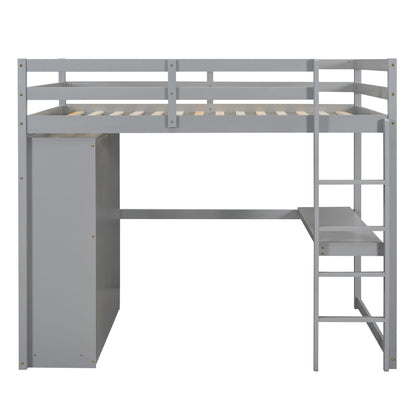 Loft bed with built-in wardrobe, shelves and drawers in gray by HouseOfZazla on Tampa Home & Garden Store