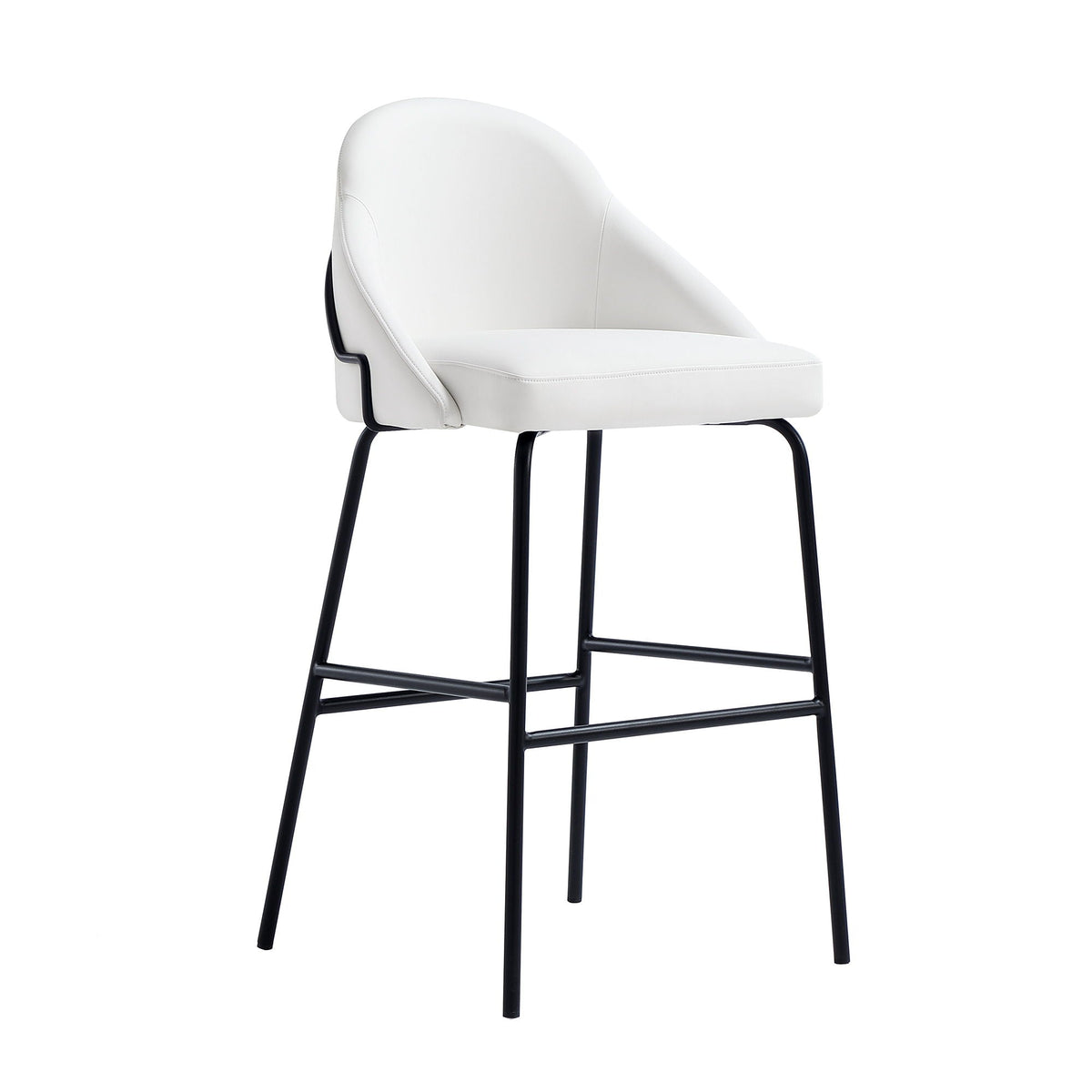Gracie Upholstered Barstool by HouseOfZazla, white faux leather, 28–30 in, black metal legs on Tampa Home & Garden Store