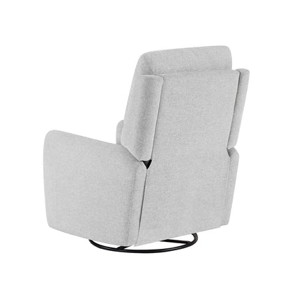 Dublin 30in Swivel Power Recliner Arm Chair Heathered gray fabric with round metal base on Tampa Home & Garden Store