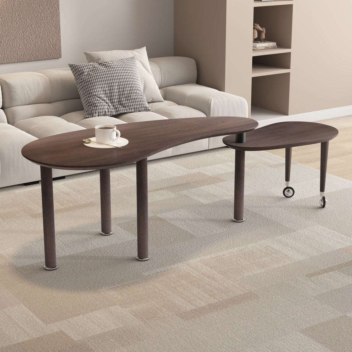 Rotatable coffee table walnut with 360-degree swivel, by HouseOfZazla on Tampa Home & Garden Store