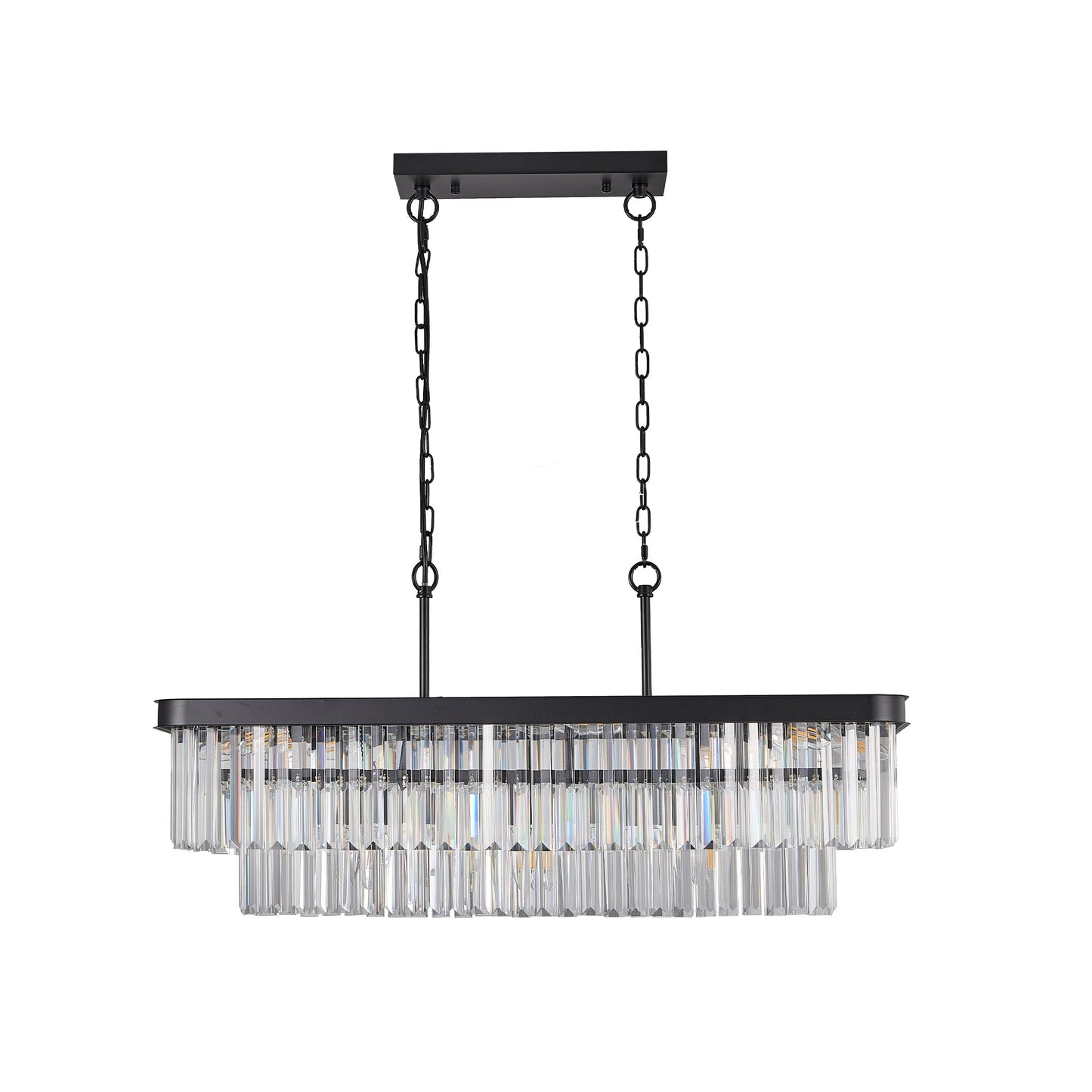 Rectangular crystal chandelier with clear prisms and adjustable height by HouseOfZazla on Tampa Home & Garden Store