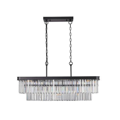 Rectangular crystal chandelier with clear prisms and adjustable height by HouseOfZazla on Tampa Home & Garden Store