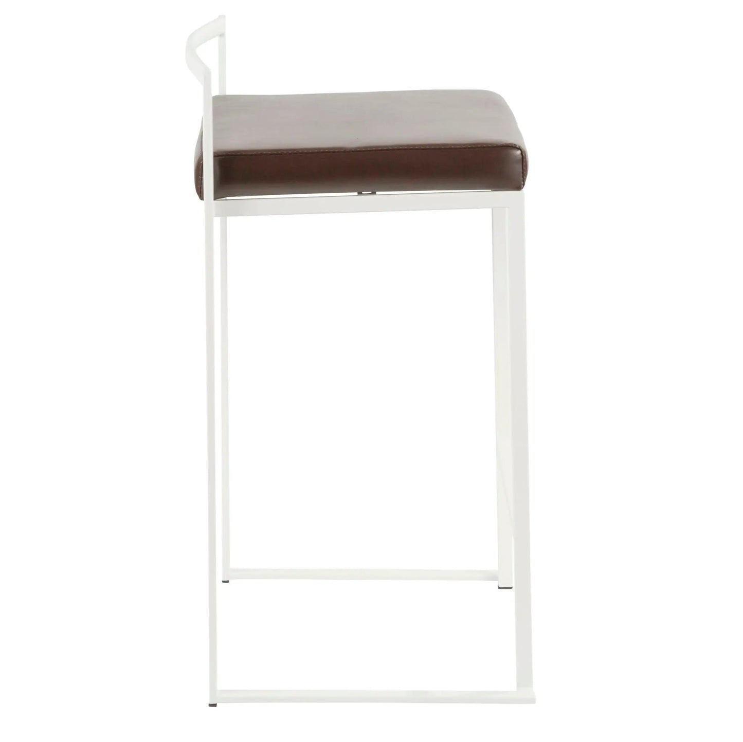 Fuji stackable counter stool white frame brown leather cushion Unique Piece Furniture on Tampa Home & Garden Store