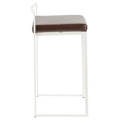 Fuji stackable counter stool white frame brown leather cushion Unique Piece Furniture on Tampa Home & Garden Store