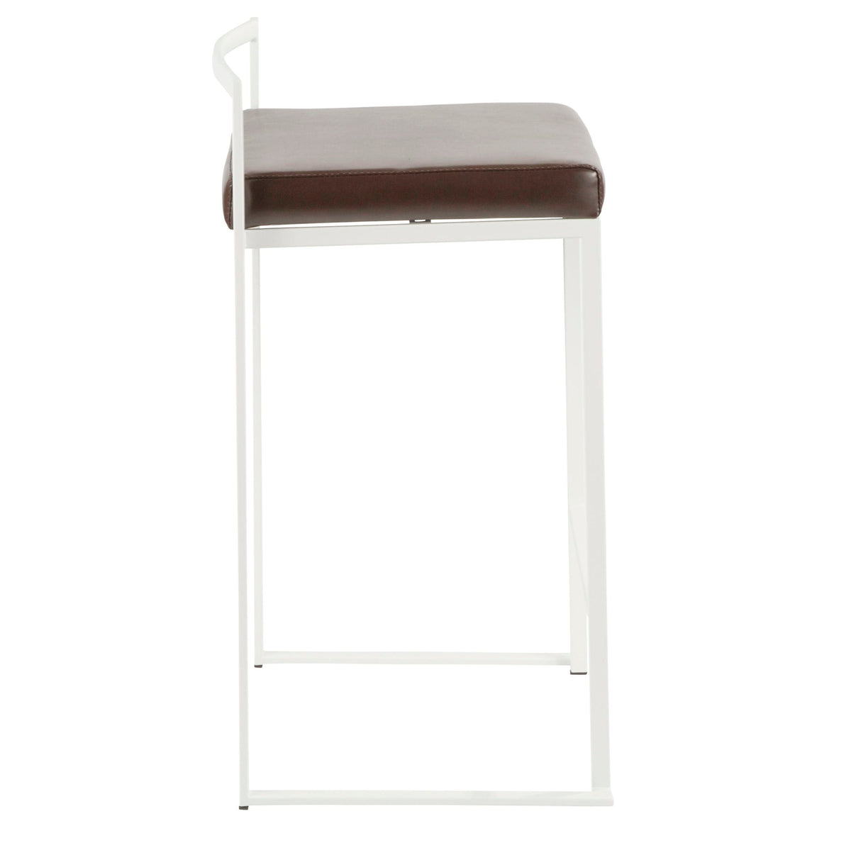 Stackable counter stool with padded brown seat and white metal frame, HouseOfZazla on Tampa Home & Garden Store