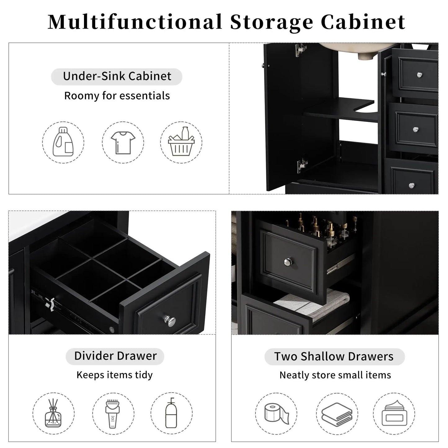 Bathroom Vanity with Sink and Soft-Close Doors
