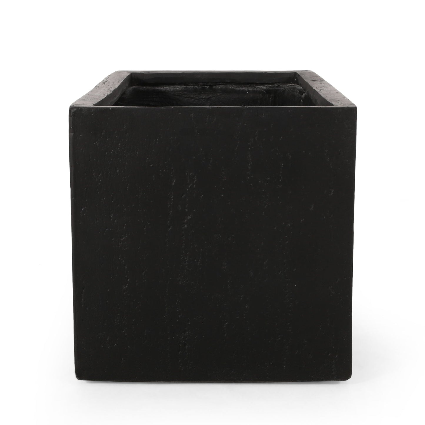 Modern outdoor planter, black square with stone-textured surface, HouseOfZazla on Tampa Home & Garden Store