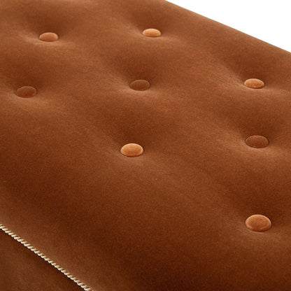 Melinda oval tufted bullion fringe storage bench brown upholstery on Tampa Home & Garden Store