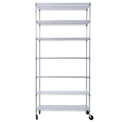 7-Tier Metal Shelf with Wheels, Heavy Duty